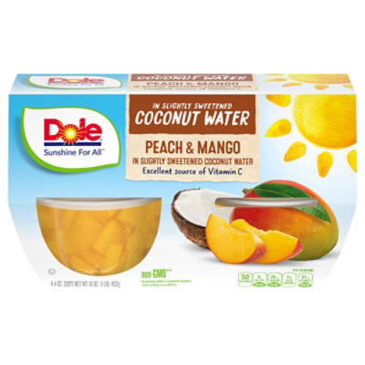 Dole Peach & Mango in Coconut Water Cups - 4-4 Oz