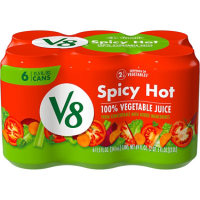 V8 Spicy Hot 100% Vegetable Juice - 6 Ct - 11.5 Fl Oz - tomthumb