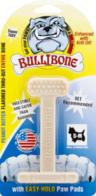 Bullibone Dog Chew Nylon Oral Care Bone Peanut Butter Small - Each - Image 2