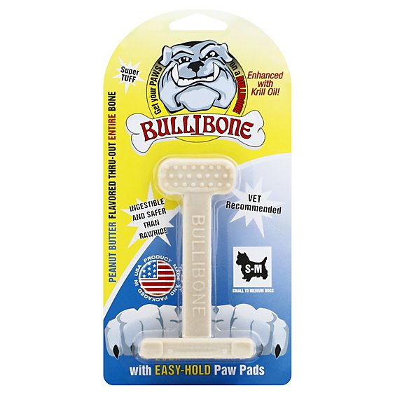Bullibone Dog Chew Nylon Oral Care Bone Peanut Butter Small - Each