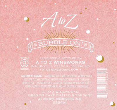 A to Z Wine Rose Bubbles - 750 Ml - Image 3