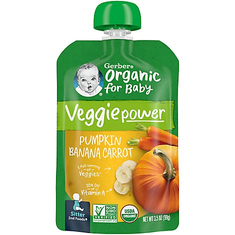 Gerber 2nd Foods Baby Food Sitter Organic Pumpkin Banana Carrot - 3.5 Oz