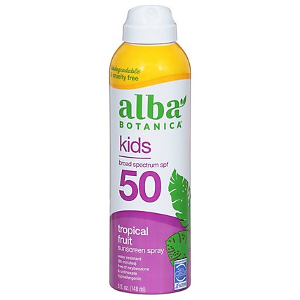 Alba Botanica Sunscreen Tropical Fruit Kids Clear Spray Broad Spectrum SPF 50 - 6 Fl. Oz. - Image 3