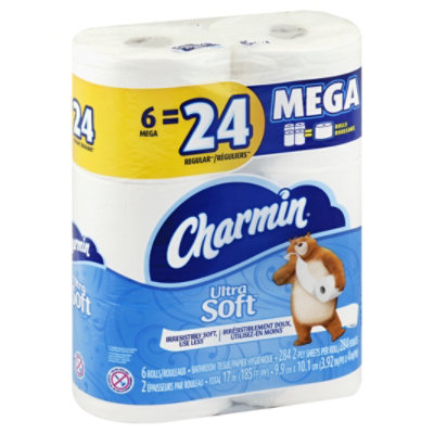 Charmin Ultra Soft Bathroom Tissue Mega Rolls 2 Ply - 6 Roll - Pavilions