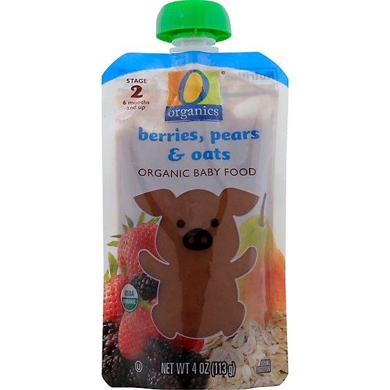 O Organics Organic Baby Food Stage 2 Berries Pear & Oats - 4 Oz