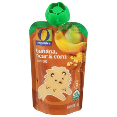 O Organics Organic Baby Food Stage 2 Banana Pear & Corn - 4 Oz