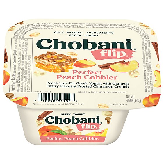 Chobani Flip Low-Fat Greek Yogurt Perfect Peach Cobbler - 4.5 Oz