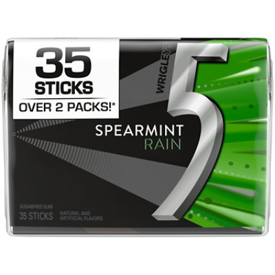 5 Gum Spearmint Rain Sugar Free Chewing Gum Pack - 35 Count - Image 1