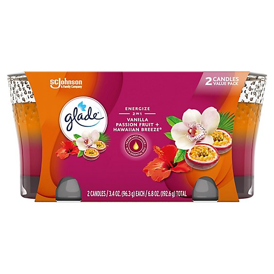 Glade Hawaiian Breeze And Vanilla Passion Fruit 2 In 1 Jar Candle Air Freshener - 2-3.4 Oz