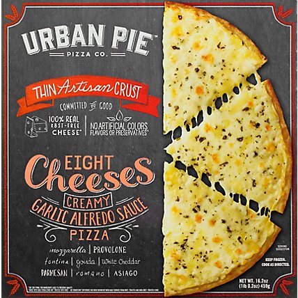 Urban Pie Pizza Co Pizza Thin Crust Brady St Eight Cheese Creamy Garlic Alfredo Frozen - 16.2 Oz - Image 2