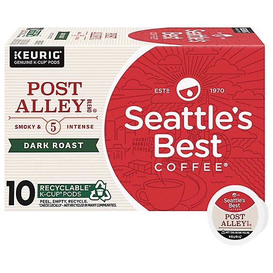 Seattles Best Coffee Ground K Cup Pods Dark Roast Post Alley Blend 10 Count - 3.5 Oz