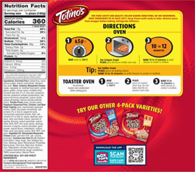Totinos Pizza 4 Pack Pepperoni Party Frozen - 40.8 Oz - Image 6