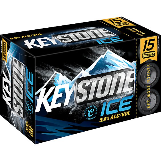 Keystone Ice Beer American Style Ice Lager 5.9% ABV Cans - 15-12 Fl. Oz.