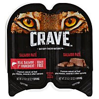 CRAVE Cat Food Adult Wet Grain Free High Protein Salmon Pate Twin Pack Tray - 2.6 Oz - Image 1