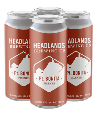 Headlands Pt Bonita Pilsner In Cans - 4-16 Fl. Oz.