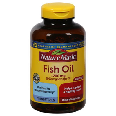 Nature Made Dietary Supplement Softgels Fish Oil Value Oil 1200 Mg - 150 Count