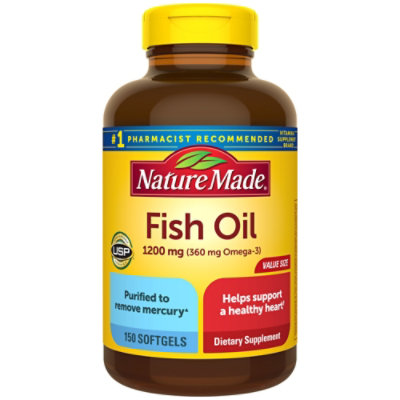 Nature Made Dietary Supplement Softgels Fish Oil Value Oil 1200 Mg - 150 Count