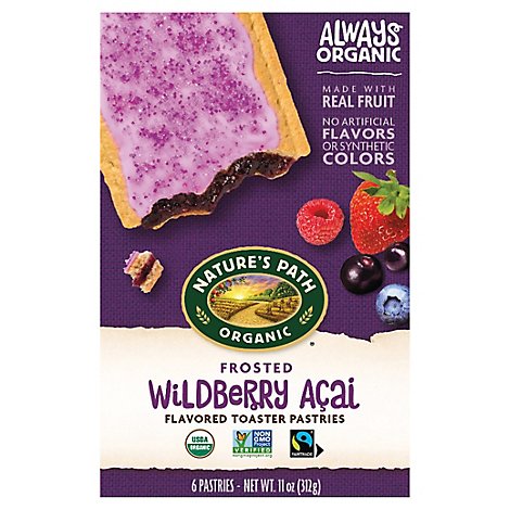 Natures Path Organic Toaster Pastries Frosted Wildberry Acai 6 Count - 11 Oz