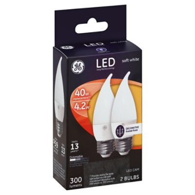 GE Led 4w Bent Tip Med Bs - 2 Count