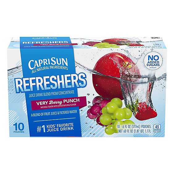 Capri Sun Refreshers Very Berry Punch Juice Drink Blend Pouches - 10-6 Fl. Oz.