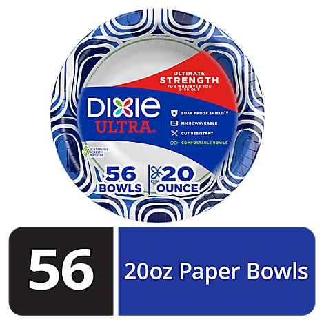 Dixie Ultra Paper Bowls Printed 20 Ounce - 56 Count