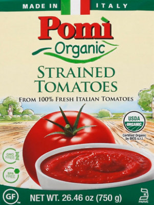 Pomi Tomatoes Organic Strained 100% Italian All Natural - 26.46 Oz - Image 1