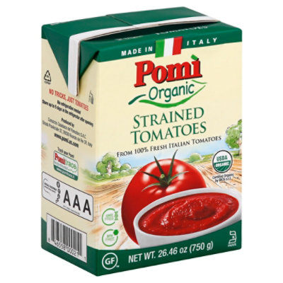 Pomi Tomatoes Organic Strained 100% Italian All Natural - 26.46 Oz - Image 1