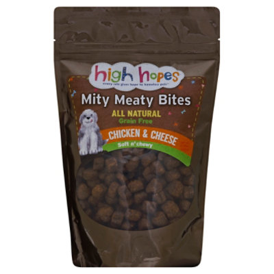 High Hopes Dog Treats Mity Meaty Bites Chicken Cheese Pouch