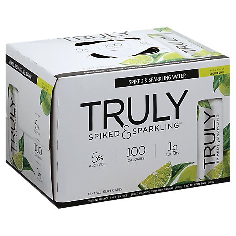 Truly Hard Seltzer Spiked & Sparkling Water Lime 5% ABV Slim Cans - 12-12 Fl. Oz.