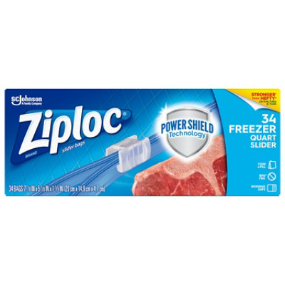 Ziploc Quart Food Storage Slider Freezer Bags, Power Shield Technology for  More Durability, 34 Count