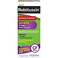 Robitussin Max Strength Severe Cough Sore Throat Relief Cough Suppressant Acetaminophen - 4 Fl. Oz. - Image 1