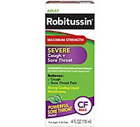 Robitussin Max Strength Severe Cough Sore Throat Relief Cough Suppressant Acetaminophen - 4 Fl. Oz.