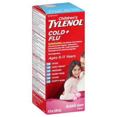 Tylenol Chld Pls Flu Bbl Gum - 4 Fl. Oz.