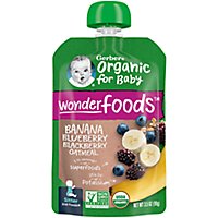 Gerber 2nd Foods Banana Blueberry Blackberry Organic Oatmeal Baby Food Pouch - 3.5 Oz - Image 1