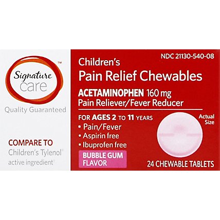 Signature Care Pain Relief Chewable Tablet Childrens Acetaminophen 160mg - 24 Count - Image 2