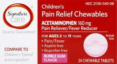 Signature Select/Care Pain Relief Chewable Tablet Childrens Acetaminophen 160mg - 24 Count - Image 2