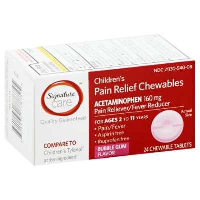 Signature Select/Care Pain Relief Chewable Tablet Childrens Acetaminophen 160mg - 24 Count - Image 1