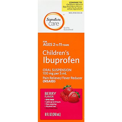 Signature Care Ibuprofen Childrens 100mg PER 5ml Berry Oral Suspension - 8 Fl. Oz. - Image 2