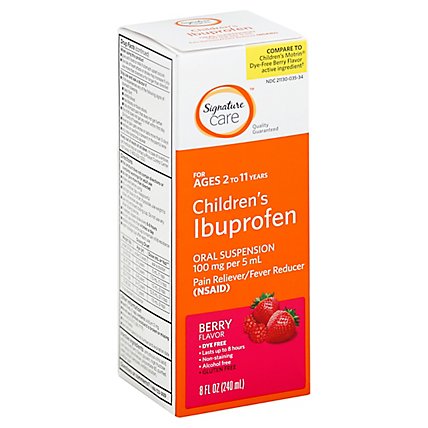 Signature Care Ibuprofen Childrens 100mg PER 5ml Berry Oral Suspension - 8 Fl. Oz.