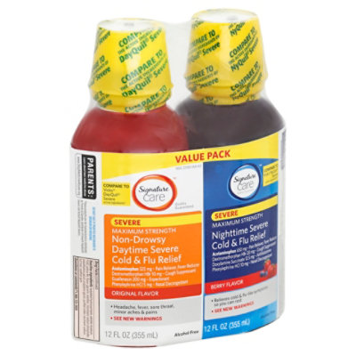 Signature Care Severe Cold & Flu Relief Daytime & Nighttime Twin Pack - 2-12 Fl. Oz. - Image 1