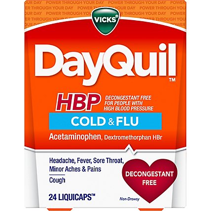 Vicks DayQuil Cold & Flu Relief HBP Liquicaps Non Drowsy - 24 Count - Image 2