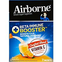 Airborne Immune Support Supplement Plus Beta-Immune Booster Powder Zesty Orange - 7 Count - Image 1