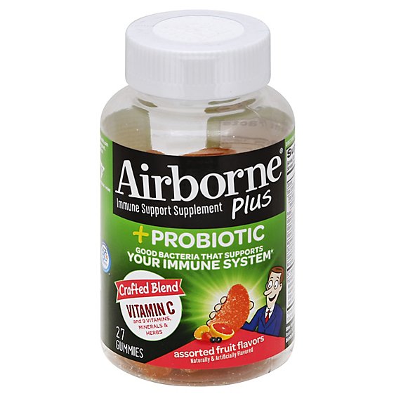 Airborne Immune Support Supplement Plus Probiotic Gummies 1000mg Vitamin C - 27 Count