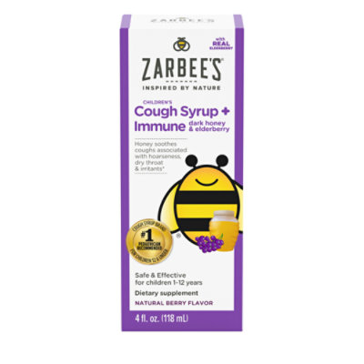 Zarbee's Naturals Childrens Berry Flavor Complete Daytime Cough Syrup + Immune - 4 Fl. Oz.