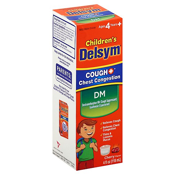 Delsym Cough Chest Congestion Childrens Cherry Flavor - 4 Fl. Oz.