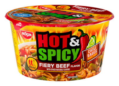 Nissin Bowl Noodles Ramen Noodle Soup Hot & Spicy Fiery Beef Flavor - 3.28 Oz