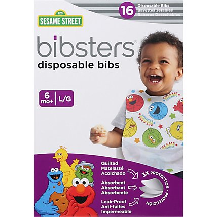 Bibsters Disposable Bibs Sesame Street 6m+ - 16 Count - Image 2