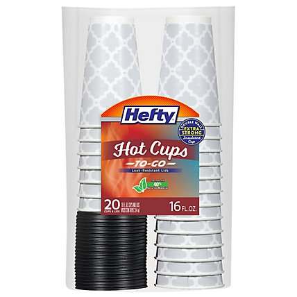 Hefty Cups Hot And Lids Extra Strong 16 Ounce - 20 Count - Image 2