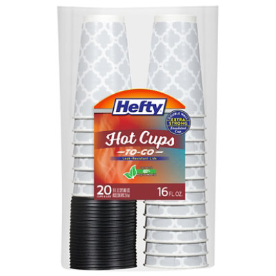 Hefty Disposable Coffee Cups with Lids - 16 Ounce, 20 Count