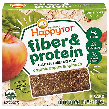 Happy Tot Organics Soft Baked Oat Bar Apples & Spinach - 4.4 Oz - Image 2
